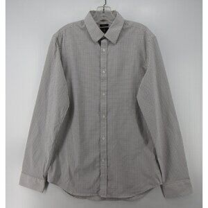 Bluffworks Shirt Medium Tall White Zenith Button Up Check Slim Fit